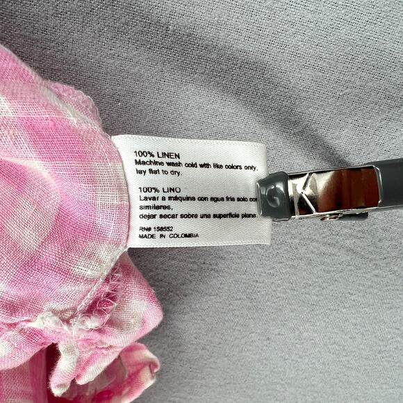 FRANKIES BIKINIS Lou Gingham Shorts Women Medium Pink Linen Drawstring High Rise - Picture 15 of 16